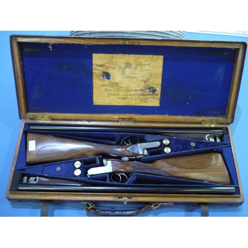 485 - Cased pair of Vickers-Armstrongs Ltd London 12 bore side by side ejector shotguns with 28 inch barre... 