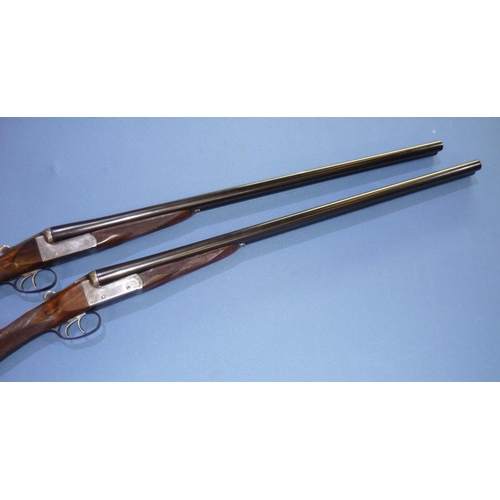 485 - Cased pair of Vickers-Armstrongs Ltd London 12 bore side by side ejector shotguns with 28 inch barre... 