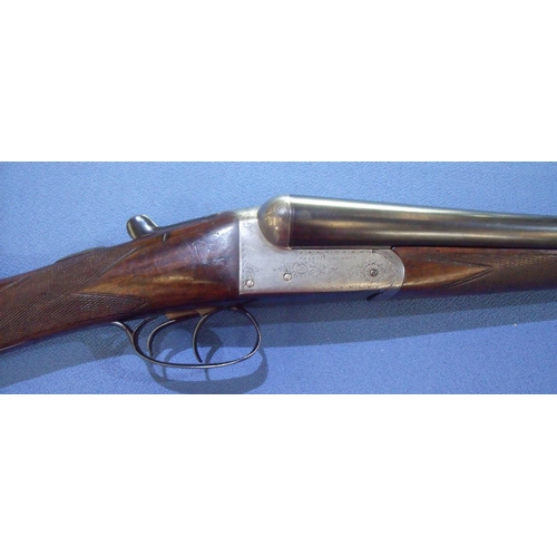 497 - Charles Osborne & Co 12 bore side by side shotgun with 30 inch barrels with engraved details to the ... 