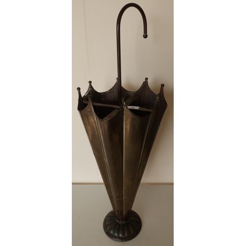 64 - Unusual early-mid 20th C copper umbrella and stick stand in the form of an umbrella (height 75cm)