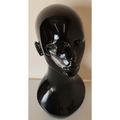 79 - Black finish head and shoulder bust mannequin display (height 45cm)