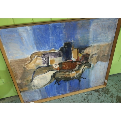 134 - Modern art oil on board painting (86cm x 74cm)