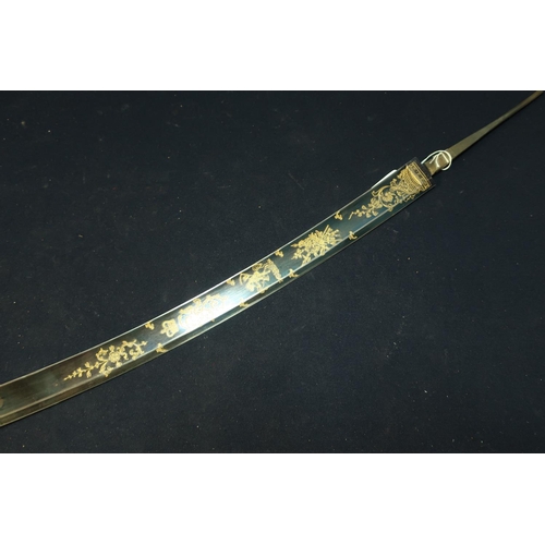 215 - Quality reproduction blue & gilt sword blade with makers mark for Craig & Co Warrington, with crowne... 