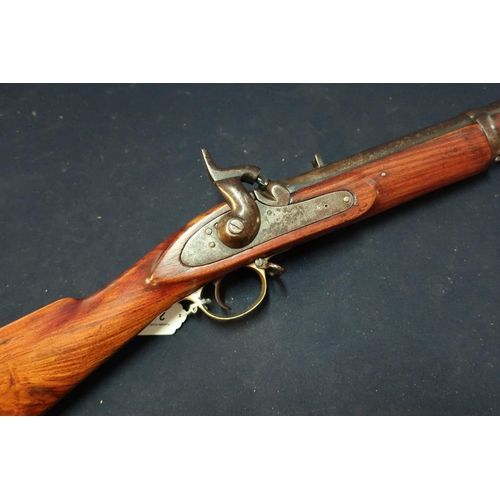 242 - Percussion cap two band carbine rifle with stirrup ramrod and 20 1/2 inch barrel, complete with bras... 