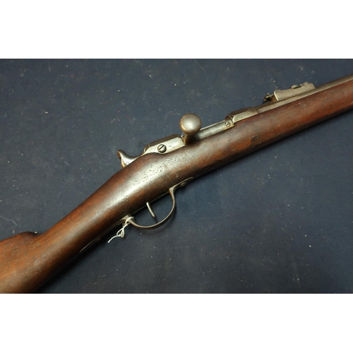 247 - French military obsolete calibre Service Rifle M1866, with 32 1/2 inch two band barrel with side lug... 