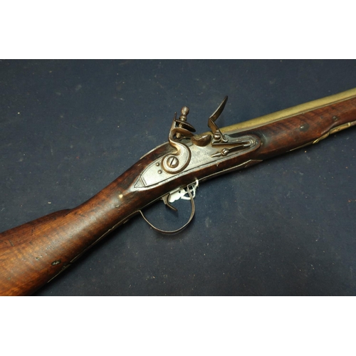 248 - Early 19th C brass barrelled flintlock Blunderbuss by Dunderdale Mabson & Labron, with engraved make... 