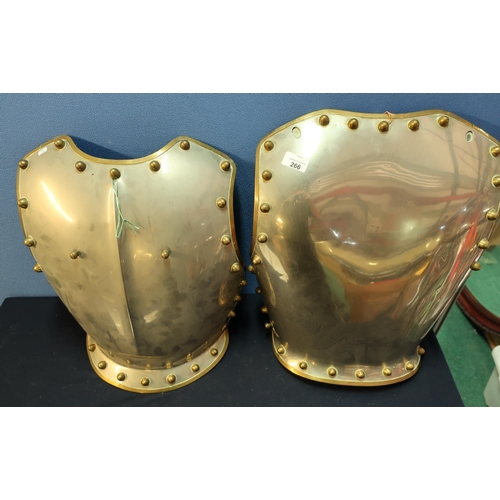 266 - British Lifeguards Cavalry steel and brass breast and back plate with leather lining