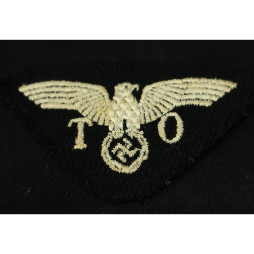 291 - German Nazi cloth eagle badge 'OT' (Organisation Todt)