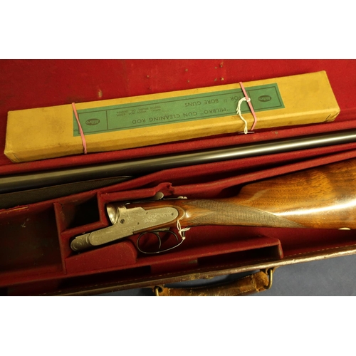 482 - Cased 12 bore side by side shotgun by Henry Tolley and Co with 25 inch barrels, side plated action, ... 