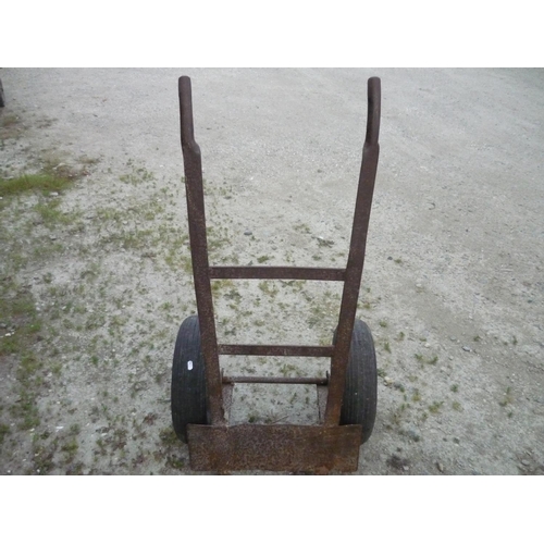 116 - Vintage sack barrow with extremely large wheels