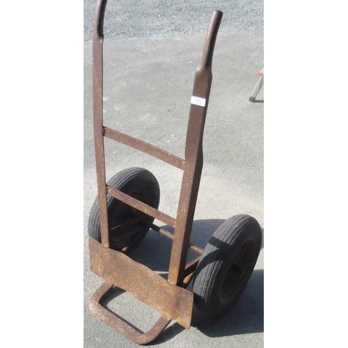 116 - Vintage sack barrow with extremely large wheels