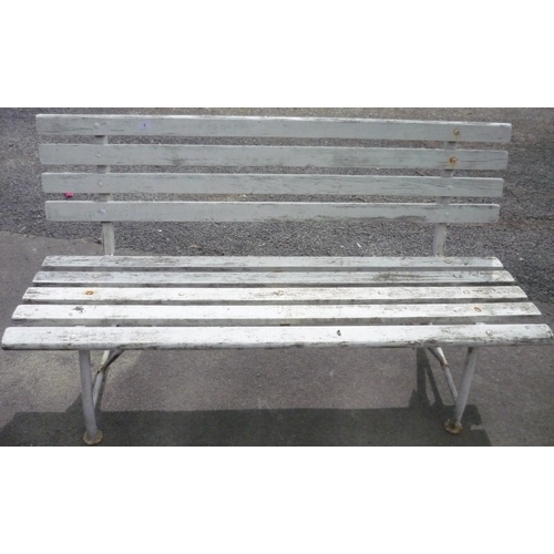 3 - Wooden garden bench with metal feet