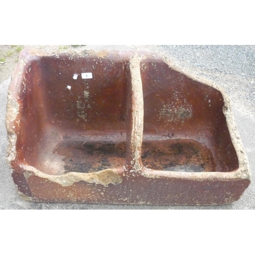 6 - Two compartment salt glazed trough