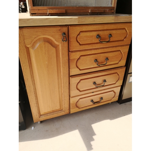 72 - Wooden fronted kitchen unit, four drawers and side cupboard