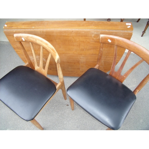 213 - 1970s retro teak Nano drop-leaf table and two chairs