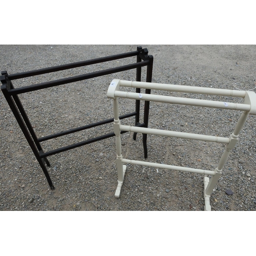 114 - Late Victorian painted towel rail and another ebonised Edwardian style towel rail (2)