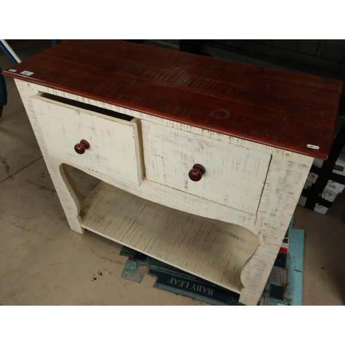 161 - Painted pine two drawer side table (width 95cm)
