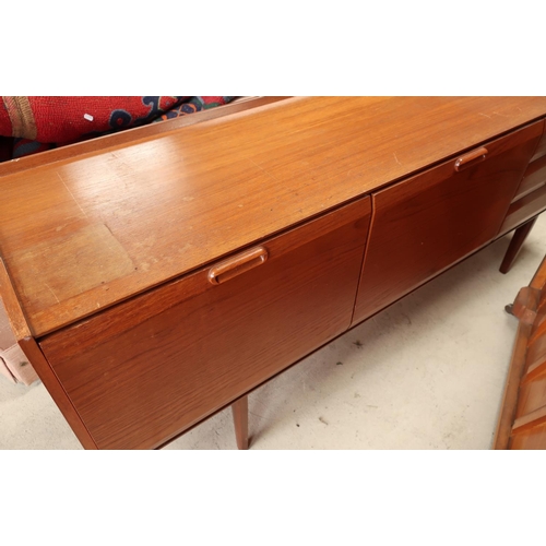 170 - Circa 1970s retro teak side cabinet, two cupboard doors and three drawers (width 183cm)