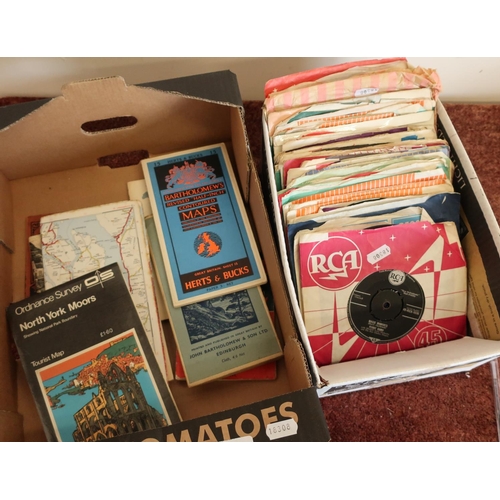 178 - Selection of various 45 records, a small selection of various maps, pocket companion books etc