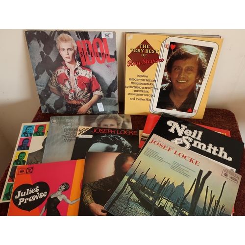 207 - Selection of LP records including Billy Idol, Neil Smith, John Mills, etc