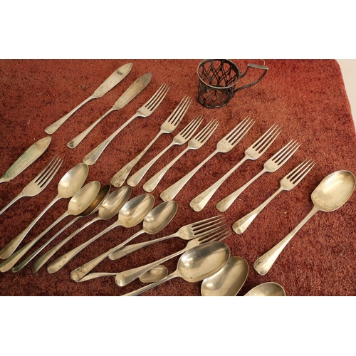 465 - Part silver Edwardian canteen of part silver cutlery, London circa 1900 with makers mark WC (approxi... 