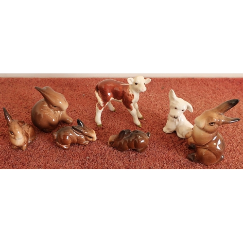 5 - Collection of various Beswick animals including Hereford calf No 1406, mouse No 1678, West Highland ... 