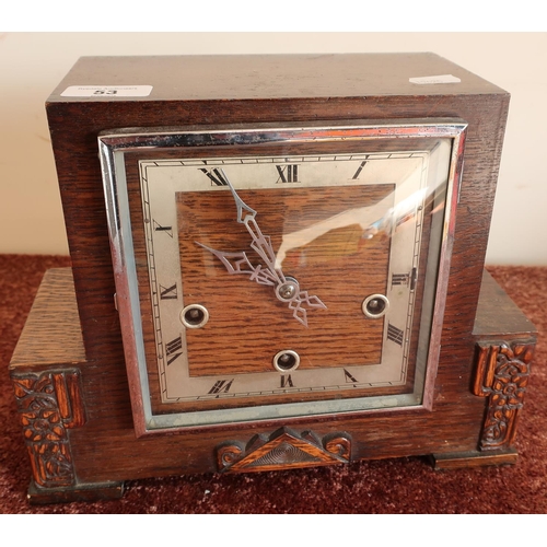 53 - 1920s oak cased Art Deco mantel clock