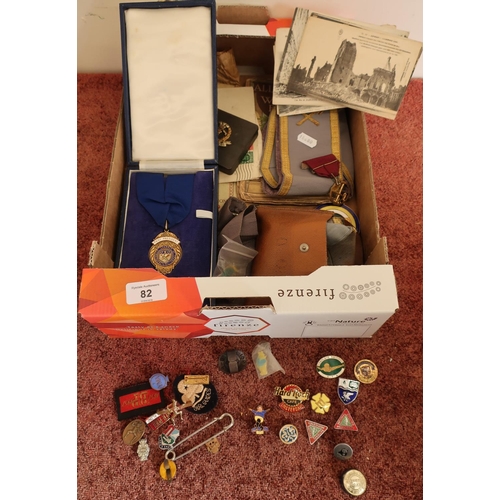 82 - Selection of masonic items including cased Past Presidenta, Smethwick Chamber of Trade, gilt and ena... 