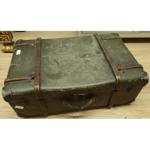 28 - Vintage wooden bound trunk