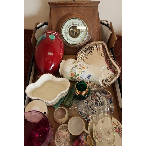 58 - Wall barometer, plated ware, Studio glass ware, Poole pottery, Aynsley, etc