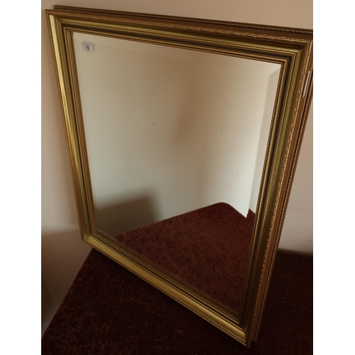 75 - Gilt framed beveled edge wall mirror (60cm x 70cm)