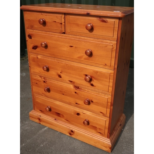 105 - Modern pine chest of two short above four long drawers (86cm x 44cm x 114cm)