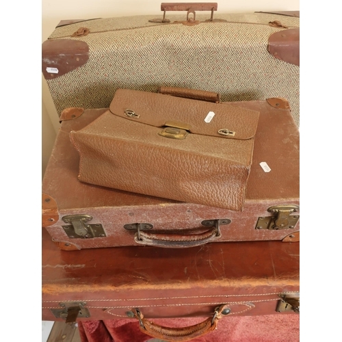 134 - Selection of various leather and other vintage suitcases and luggage