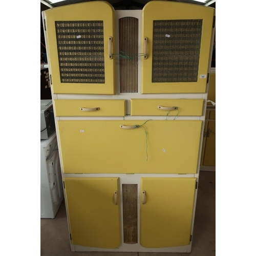165 - Circa 1950/60s utility kitchen furniture comprising of multi functional cabinet with two upper glaze... 