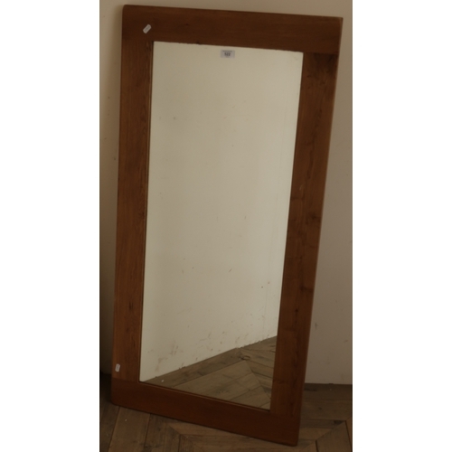 522 - Rectangular golden oak framed wall mirror