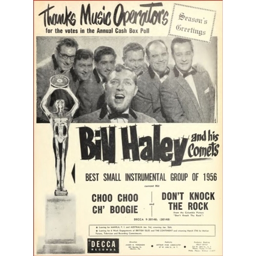 338 - Bill Haley and The Comets Best Small Instrumental Group 1956 Cash Box Award - presented on behalf of... 