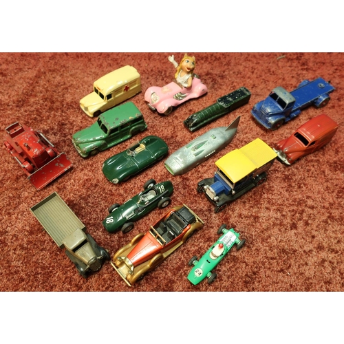 101 - Selection of various vintage Dinky and other die-cast vehicles in one box including Leyland Comets f... 