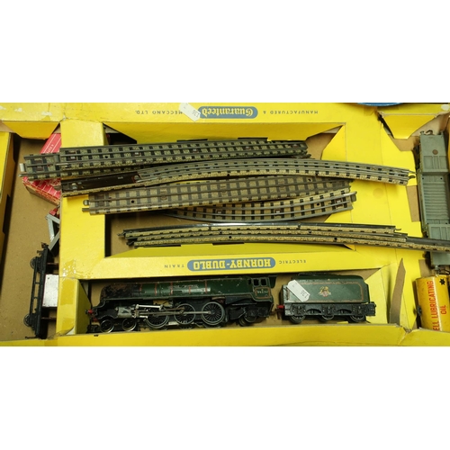 105 - Part boxed Hornby Dublo train set with three rail ballast track, Duchess of Montrose locomotive & te... 