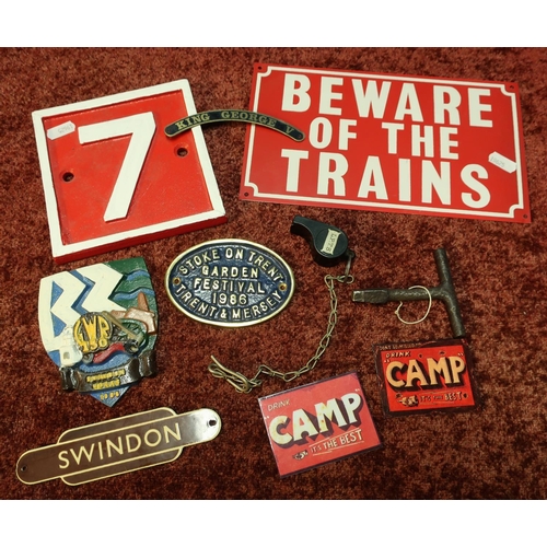 11 - Selection of various cast metal, tin and other railway signs and plaques including some reproduction... 