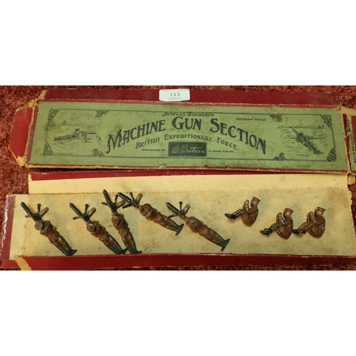 113 - Boxed set of pre war Britains machine gun section soldiers