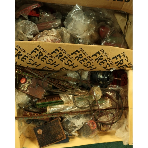 233 - Two boxes containing a large selection of various assorted Meccano parts, fittings and other items