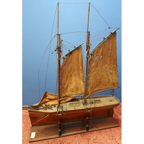 208 - Early 20th C wooden constructed twin masted Thames style barge, on stand (60cm)