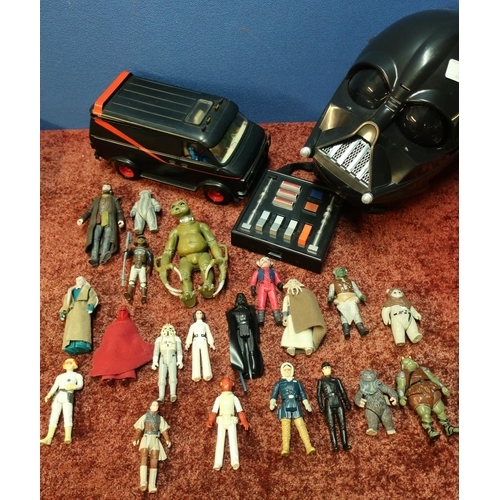 245 - A Team van, Dath Vader mask, Star Wars and other figures