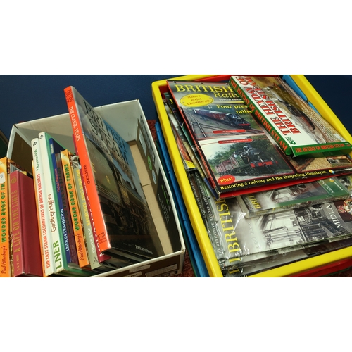 17A - Two boxes of various railway books, magazines and DVDs