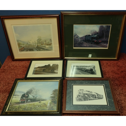 89 - Selection of various framed railway prints including limited edition, black & white photographs of l... 