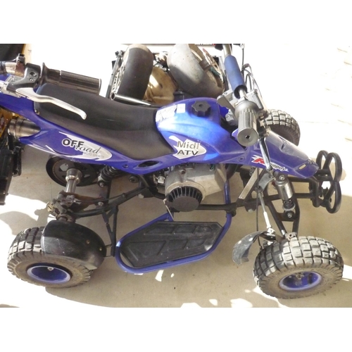 102 - Off Road Motor Sport Midi ATV with a box of engine parts and spare wheels