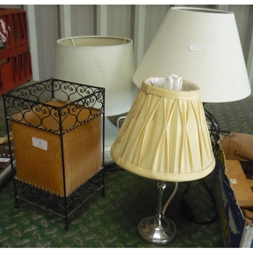 33 - Box containing four lamps in various styles