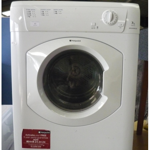 63 - Hotpoint 7kg Aquarius tumble dryer