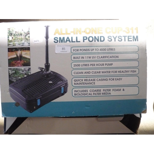 85 - Boxed All in one Cup 311 small pond system