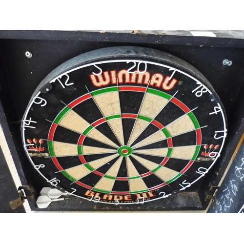 93 - Winmau Blade 3 dartboard in surrounding box with darts